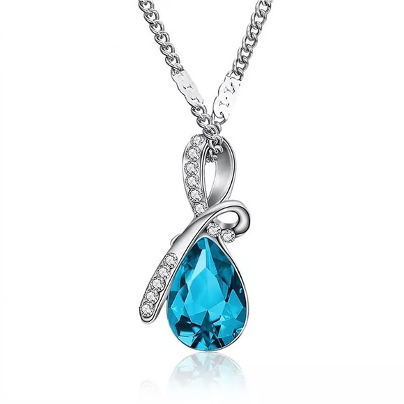 Fine Jewelry Blue Crystal Drop Necklace - Picture 1 of 2